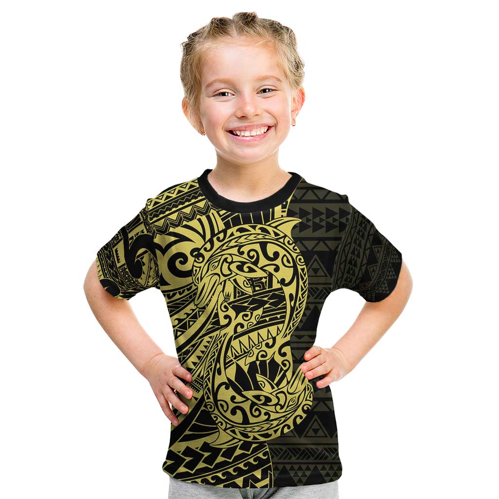 Yellow Couple Dolphins Maori Polynesian Style Kid T Shirt LT9 Yellow - Polynesian Pride