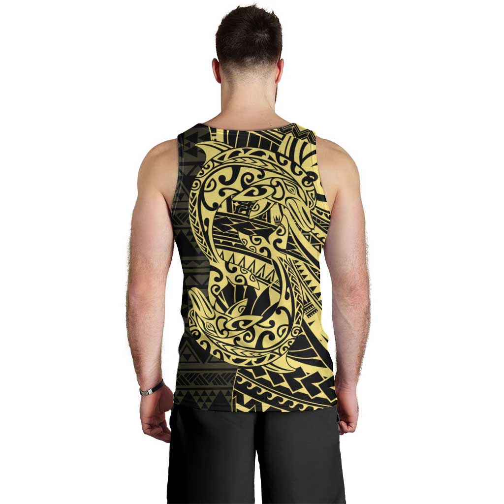 Yellow Couple Dolphins Maori Polynesian Style Men Tank Top