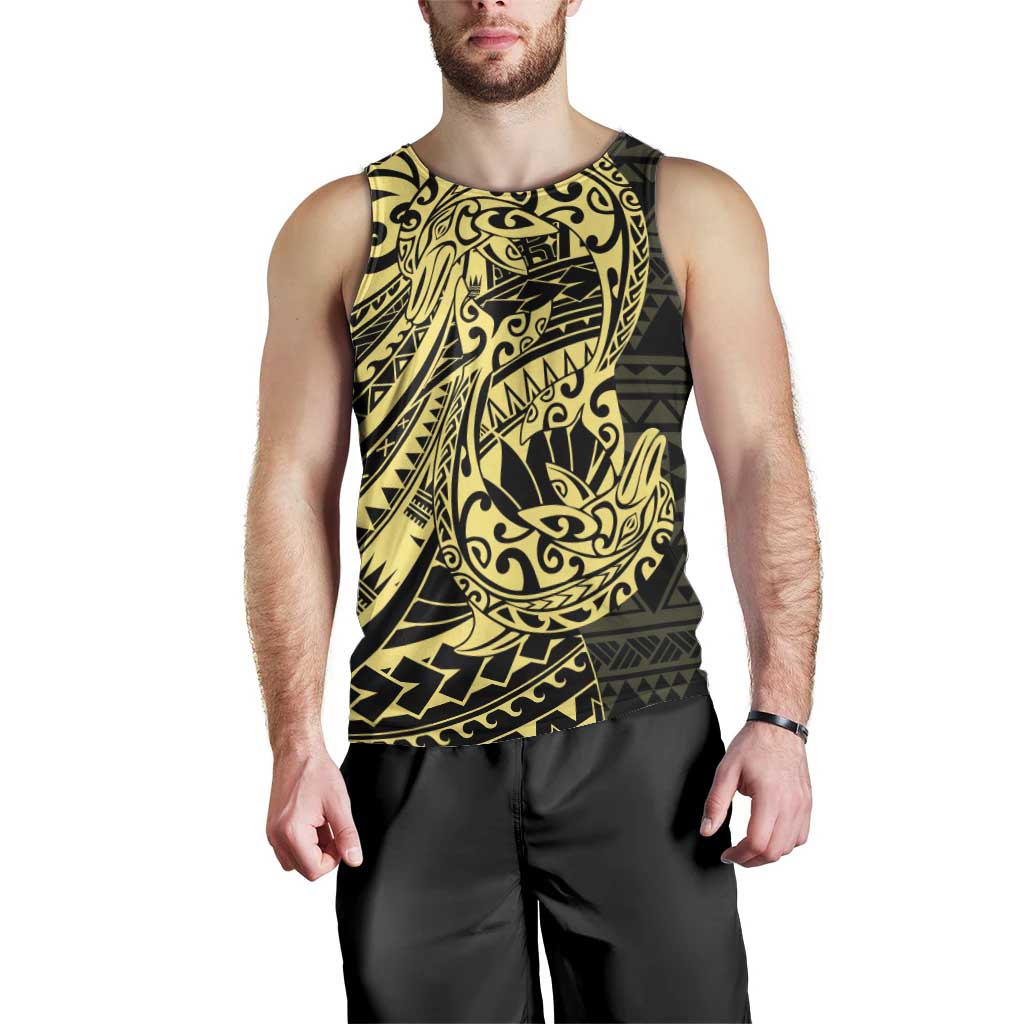 Yellow Couple Dolphins Maori Polynesian Style Men Tank Top