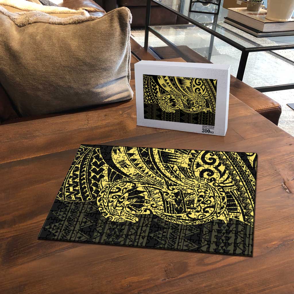 Yellow Couple Dolphins Maori Polynesian Style Puzzle - Polynesian Pride
