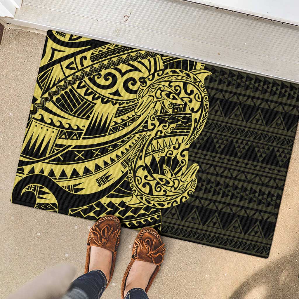 Yellow Couple Dolphins Maori Polynesian Style Rubber Doormat LT9 - Polynesian Pride