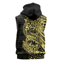 Yellow Couple Dolphins Maori Polynesian Style Sleeveless Zip Hoodie - Polynesian Pride