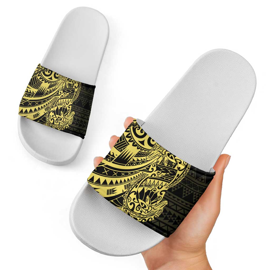 Yellow Couple Dolphins Maori Polynesian Style Slide Sandals - Polynesian Pride