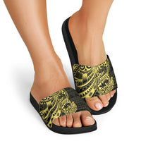 Yellow Couple Dolphins Maori Polynesian Style Slide Sandals - Polynesian Pride