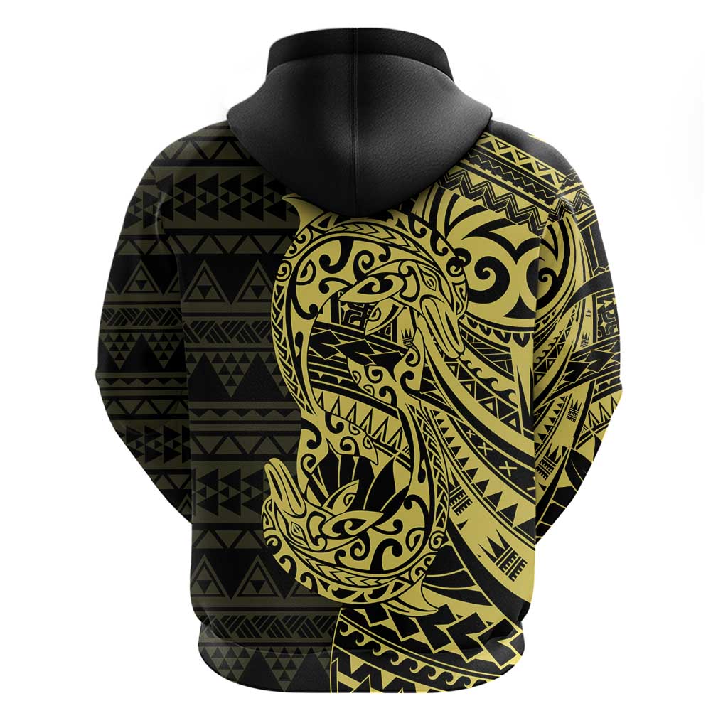 Yellow Couple Dolphins Maori Polynesian Style Zip Hoodie