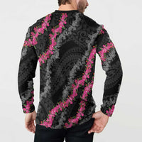 Guam Bougainvillea Lei Button Sweatshirt Chamorro Tribal Pattern