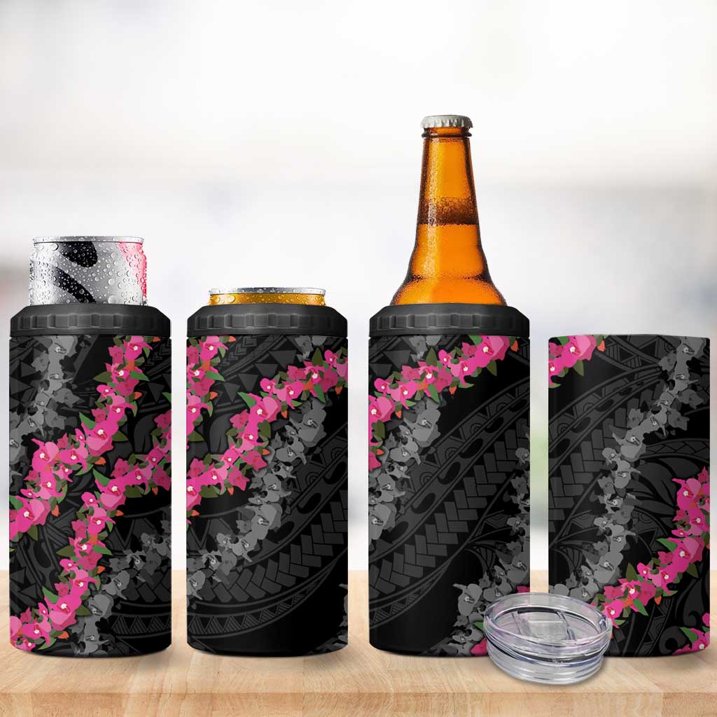 Guam Bougainvillea Lei 4 in 1 Can Cooler Tumbler Chamorro Tribal Pattern LT9 - Polynesian Pride