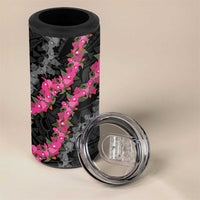 Guam Bougainvillea Lei 4 in 1 Can Cooler Tumbler Chamorro Tribal Pattern LT9 - Polynesian Pride