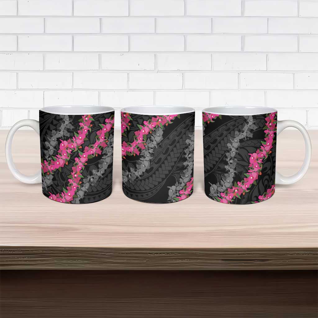 Guam Bougainvillea Lei Ceramic Mug Chamorro Tribal Pattern - Polynesian Pride