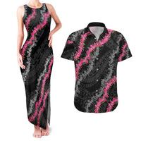 Guam Bougainvillea Lei Couples Matching Tank Maxi Dress and Hawaiian Shirt Chamorro Tribal Pattern LT9 Black - Polynesian Pride