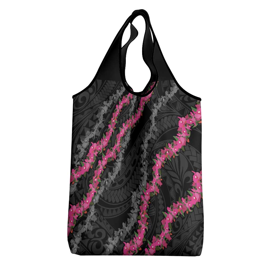 Guam Bougainvillea Lei Grocery Bag Chamorro Tribal Pattern