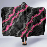 Guam Bougainvillea Lei Hooded Blanket Chamorro Tribal Pattern