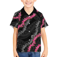 Guam Bougainvillea Lei Kid Hawaiian Shirt Chamorro Tribal Pattern LT9 Kid Black - Polynesian Pride