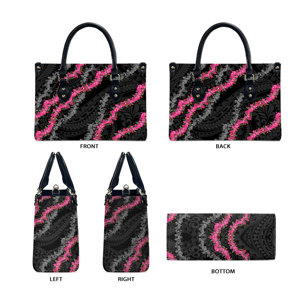 Guam Bougainvillea Lei Leather Bag Chamorro Tribal Pattern - Polynesian Pride