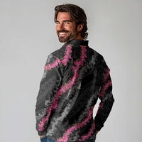 Guam Bougainvillea Lei Long Sleeve Polo Shirt Chamorro Tribal Pattern