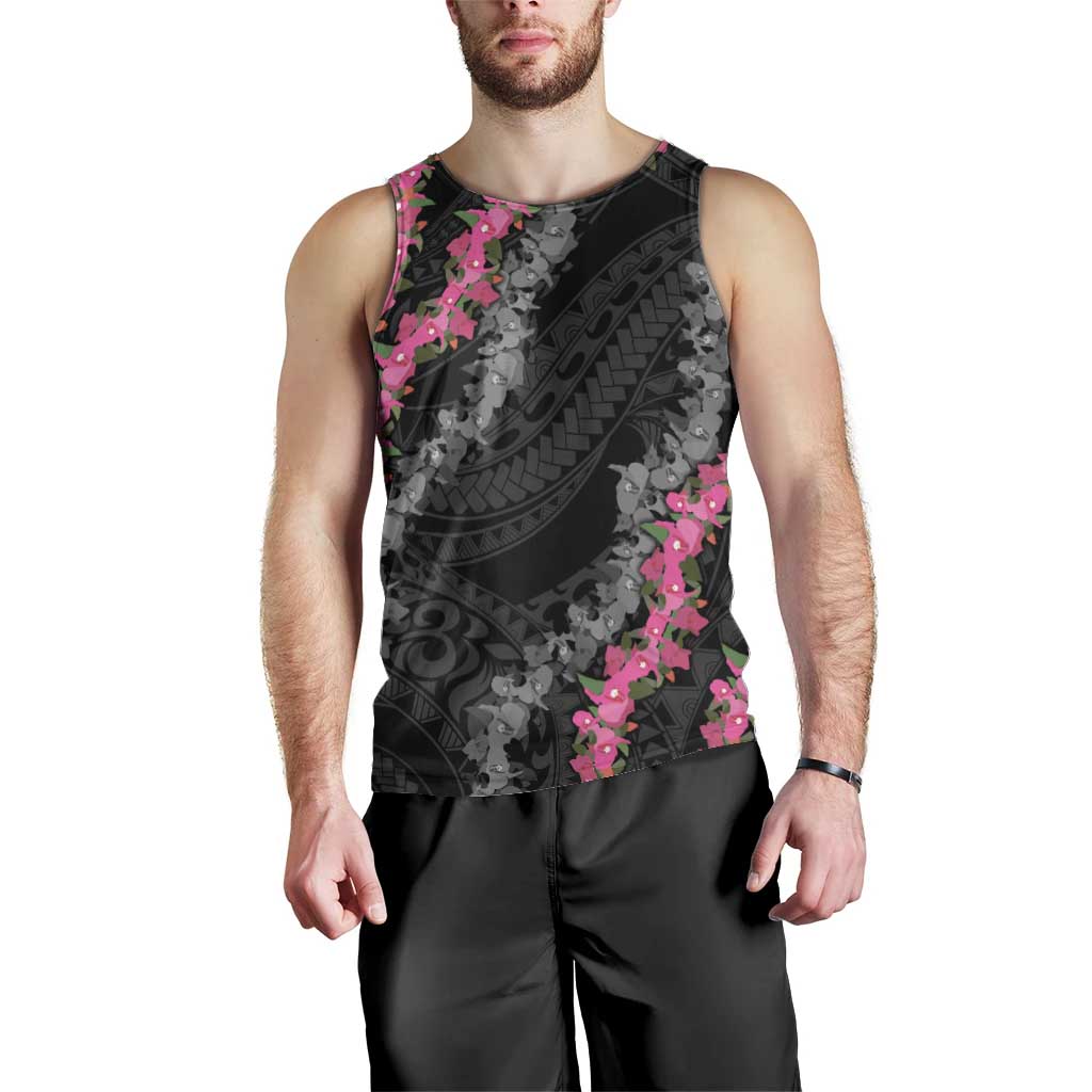 Guam Bougainvillea Lei Men Tank Top Chamorro Tribal Pattern