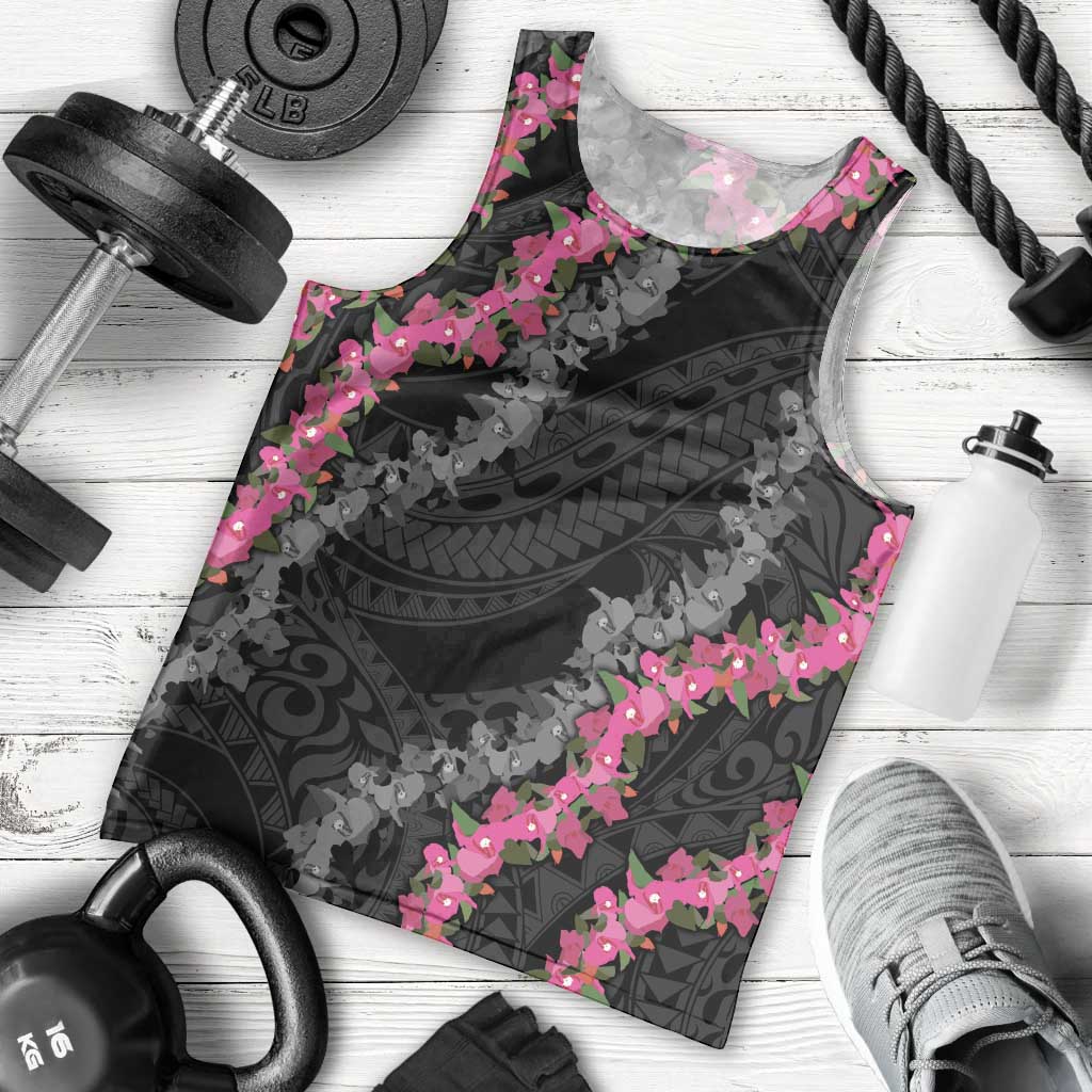Guam Bougainvillea Lei Men Tank Top Chamorro Tribal Pattern