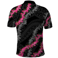 Guam Bougainvillea Lei Polo Shirt Chamorro Tribal Pattern