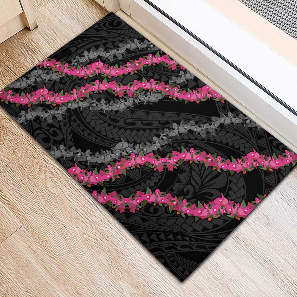 Guam Bougainvillea Lei Rubber Doormat Chamorro Tribal Pattern
