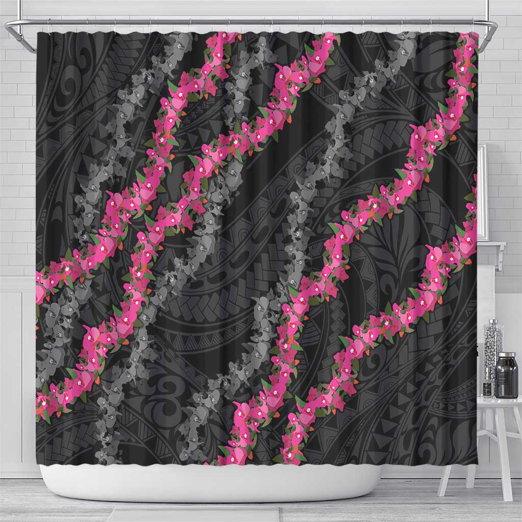 Guam Bougainvillea Lei Shower Curtain Chamorro Tribal Pattern