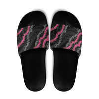 Guam Bougainvillea Lei Slide Sandals Chamorro Tribal Pattern LT9 Black - Polynesian Pride