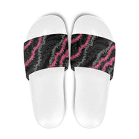 Guam Bougainvillea Lei Slide Sandals Chamorro Tribal Pattern LT9 Black - Polynesian Pride