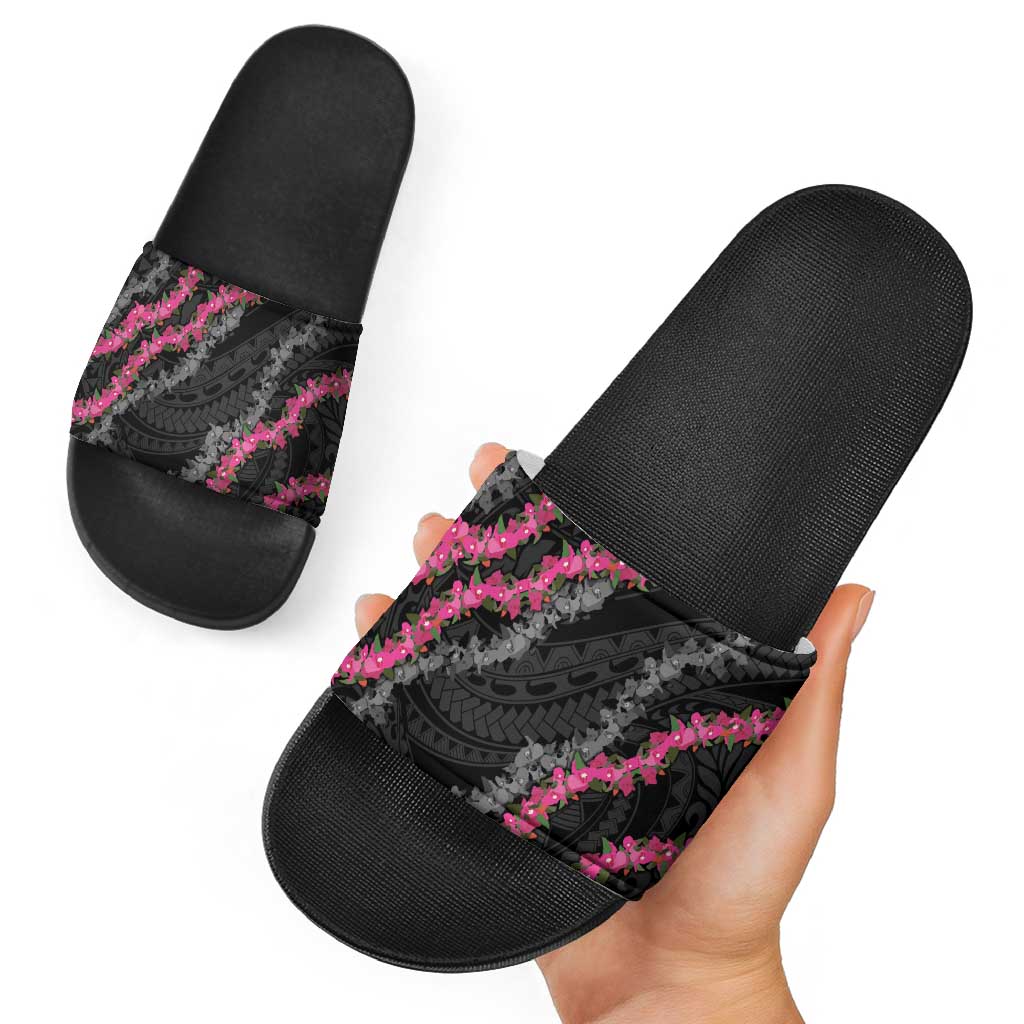 Guam Bougainvillea Lei Slide Sandals Chamorro Tribal Pattern LT9 - Polynesian Pride