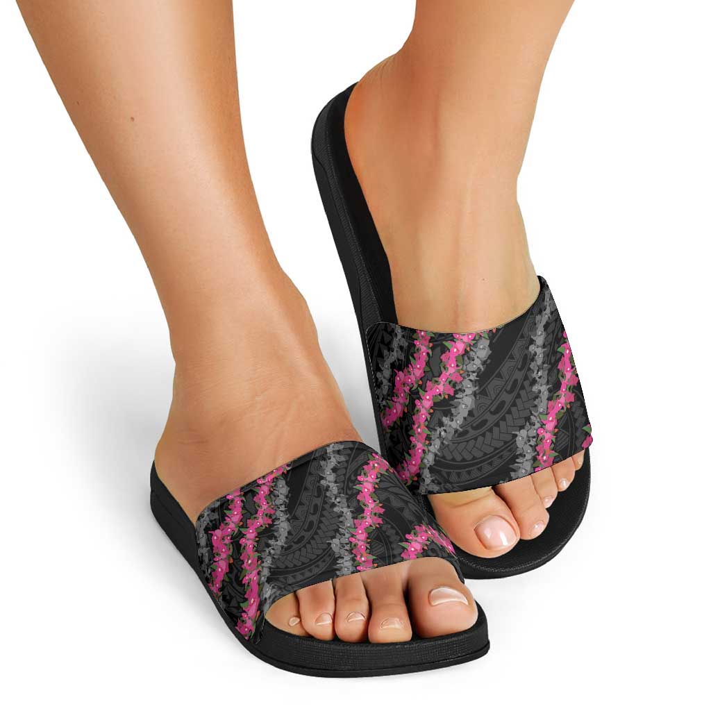 Guam Bougainvillea Lei Slide Sandals Chamorro Tribal Pattern LT9 - Polynesian Pride