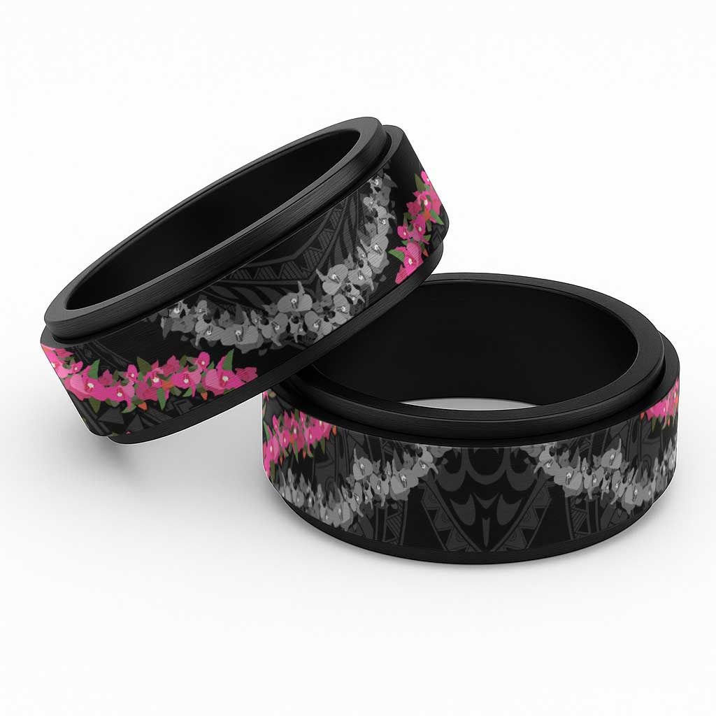 Guam Bougainvillea Lei Spinner Ring Chamorro Tribal Pattern - Polynesian Pride