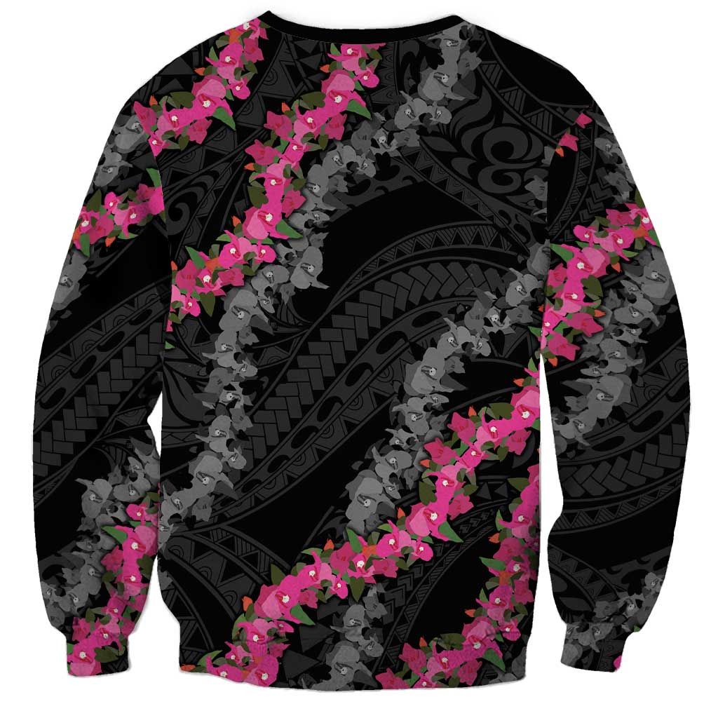 Guam Bougainvillea Lei Sweatshirt Chamorro Tribal Pattern