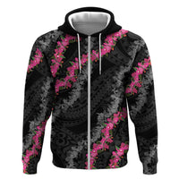 Guam Bougainvillea Lei Zip Hoodie Chamorro Tribal Pattern