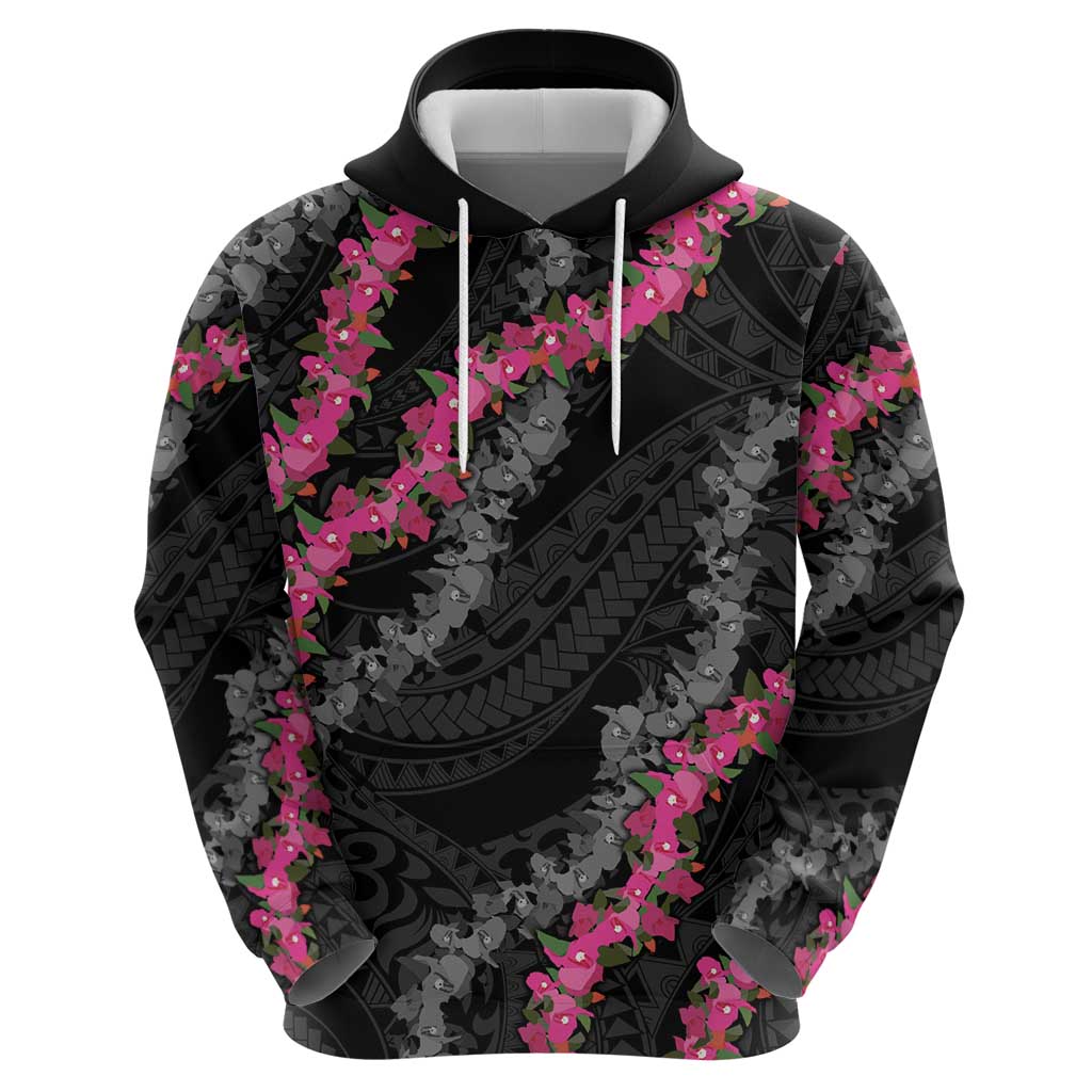 Guam Bougainvillea Lei Zip Hoodie Chamorro Tribal Pattern