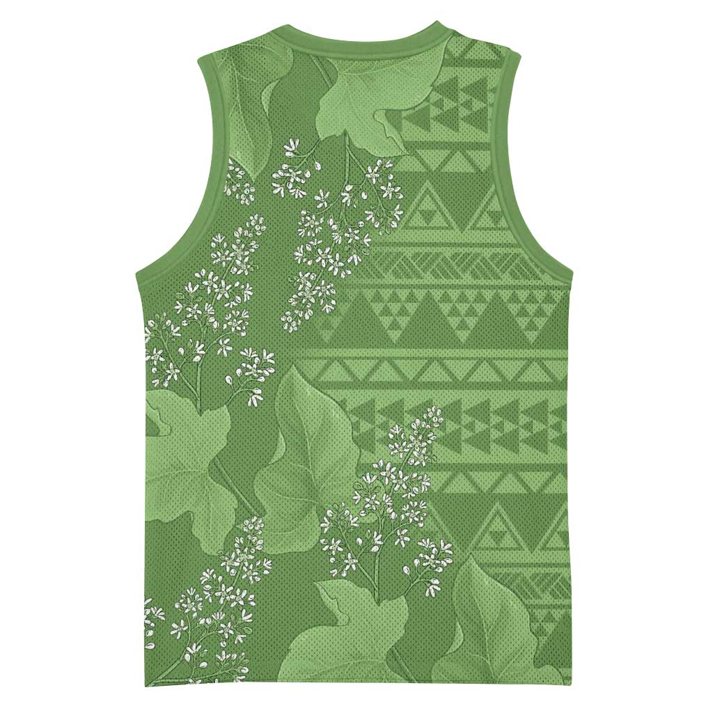 Hawaii Molokai Island Kukui Nut Flowers Basketball Jersey Tribal Kakau Pattern - Polynesian Pride