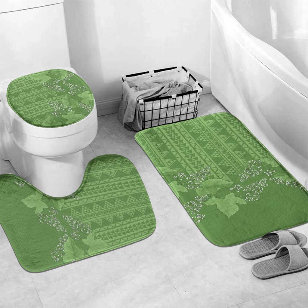Hawaii Molokai Island Kukui Nut Flowers Bathroom Set Tribal Kakau Pattern - Polynesian Pride