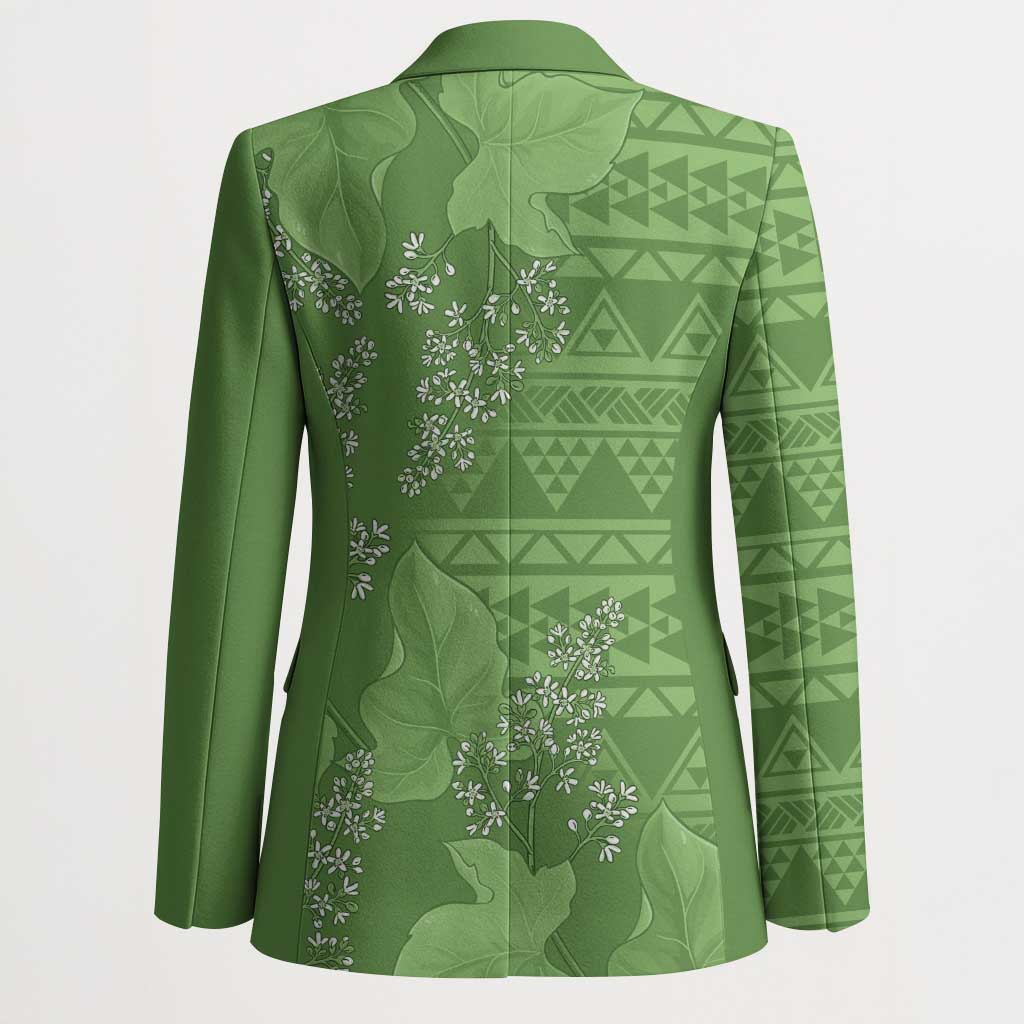 Hawaii Molokai Island Kukui Nut Flowers Blazer Tribal Kakau Pattern - Polynesian Pride