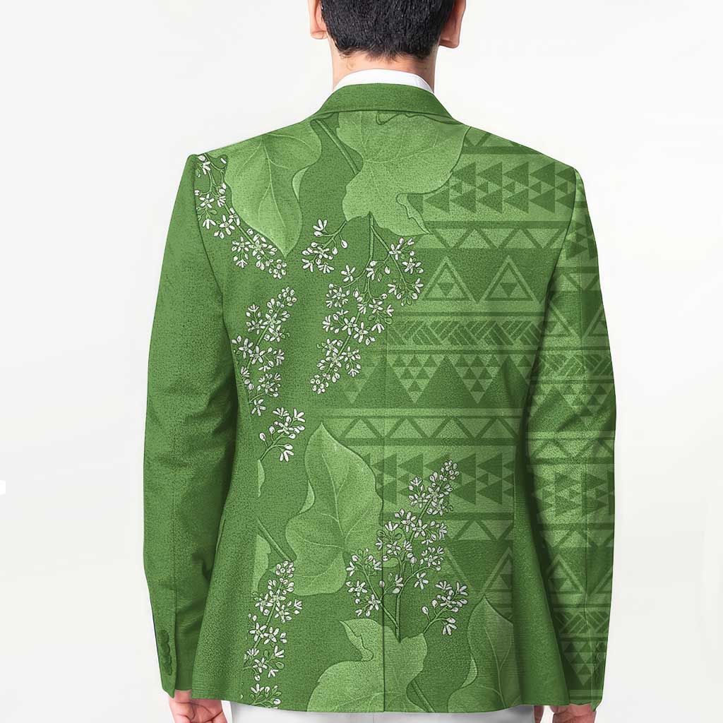 Hawaii Molokai Island Kukui Nut Flowers Blazer Tribal Kakau Pattern - Polynesian Pride