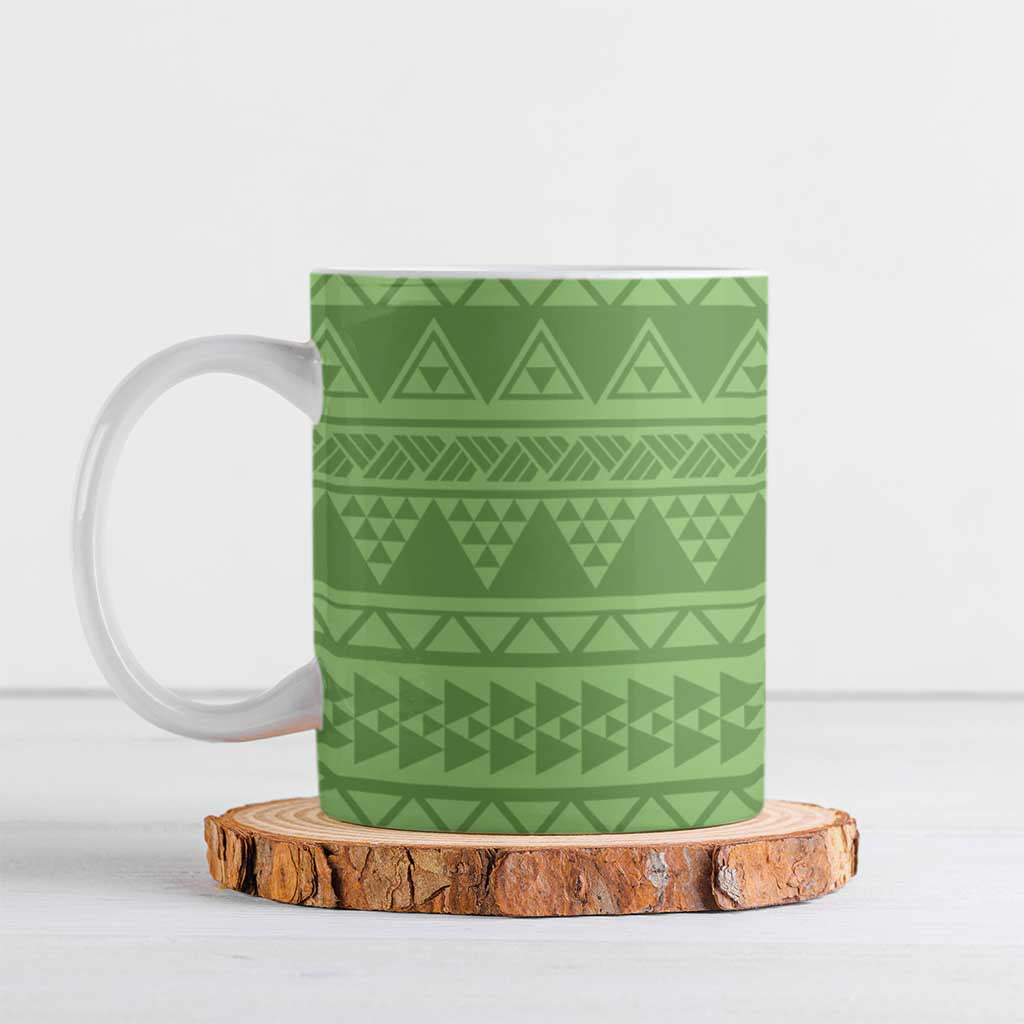 Hawaii Molokai Island Kukui Nut Flowers Ceramic Mug Tribal Kakau Pattern - Polynesian Pride