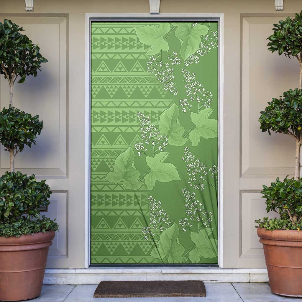 Hawaii Molokai Island Kukui Nut Flowers Door Cover Tribal Kakau Pattern - Polynesian Pride