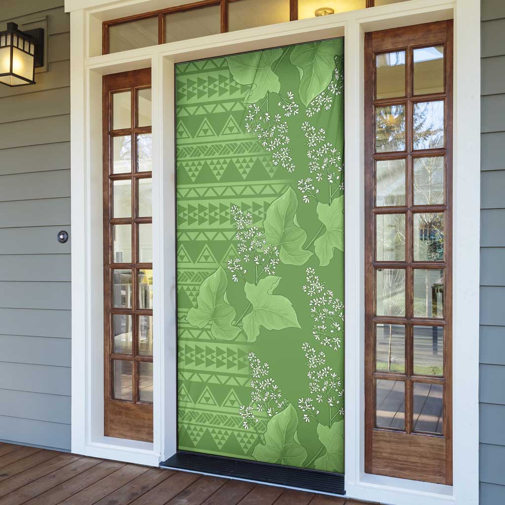 Hawaii Molokai Island Kukui Nut Flowers Door Cover Tribal Kakau Pattern - Polynesian Pride