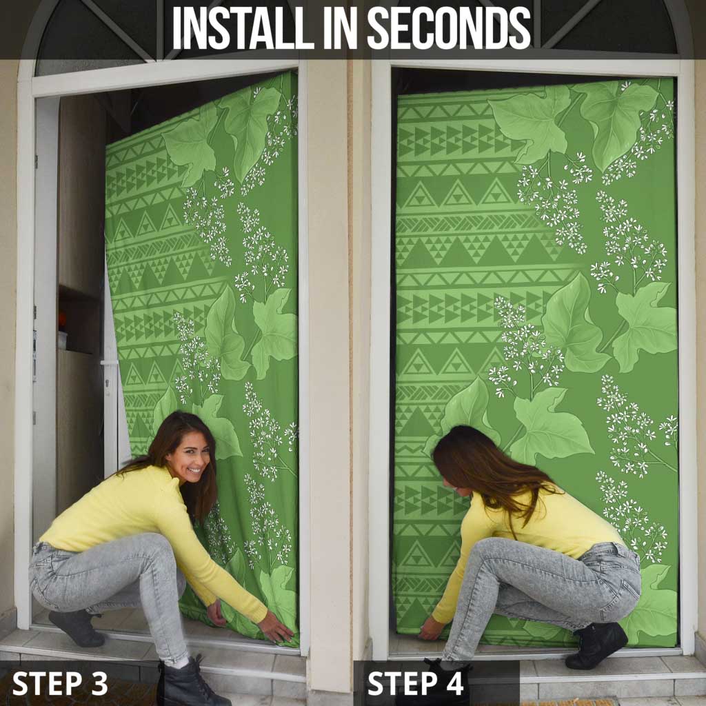 Hawaii Molokai Island Kukui Nut Flowers Door Cover Tribal Kakau Pattern - Polynesian Pride