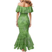 Hawaii Molokai Island Kukui Nut Flowers Family Matching Mermaid Dress and Hawaiian Shirt Tribal Kakau Pattern LT9 - Polynesian Pride