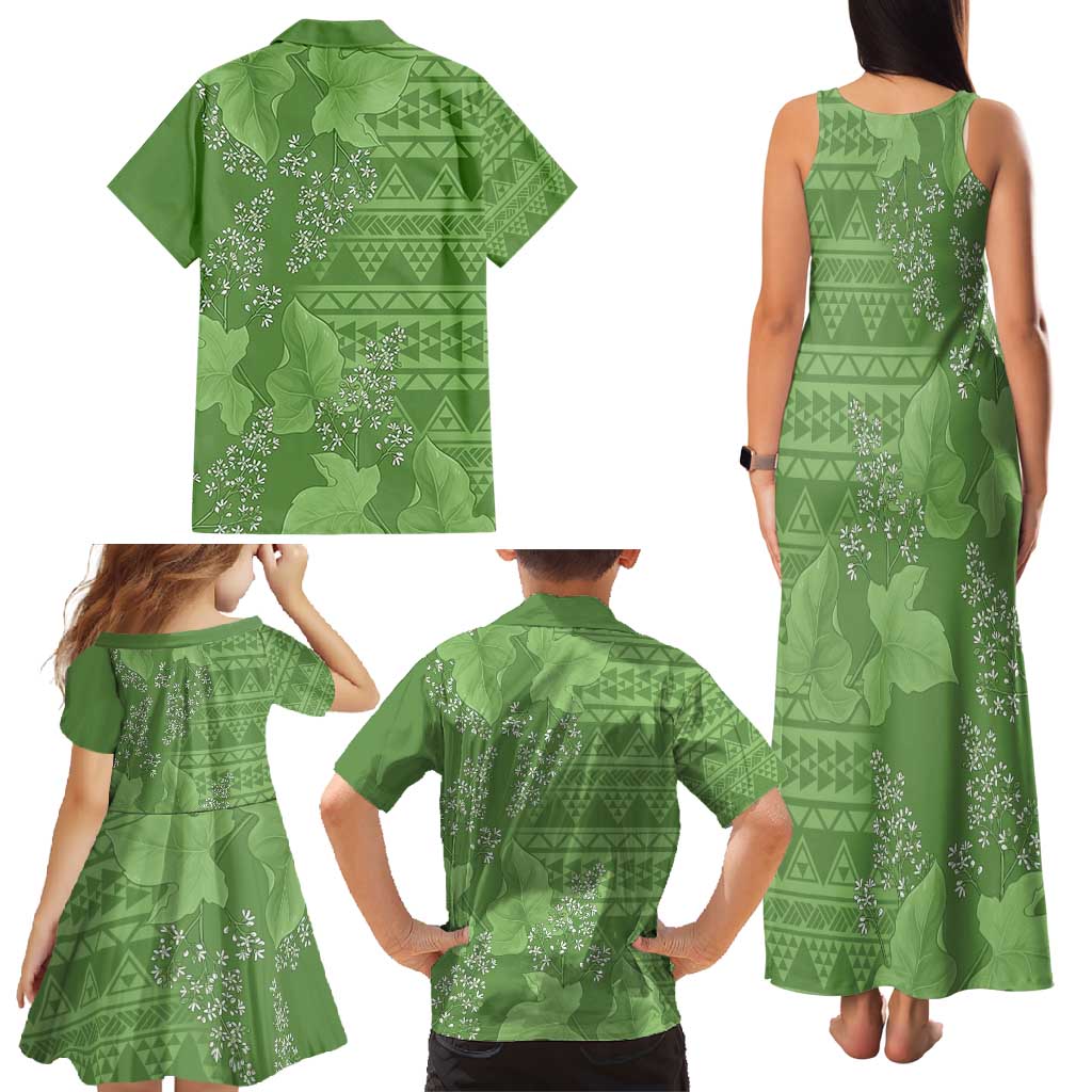 Hawaii Molokai Island Kukui Nut Flowers Family Matching Tank Maxi Dress and Hawaiian Shirt Tribal Kakau Pattern LT9 - Polynesian Pride