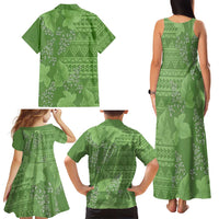 Hawaii Molokai Island Kukui Nut Flowers Family Matching Tank Maxi Dress and Hawaiian Shirt Tribal Kakau Pattern LT9 - Polynesian Pride