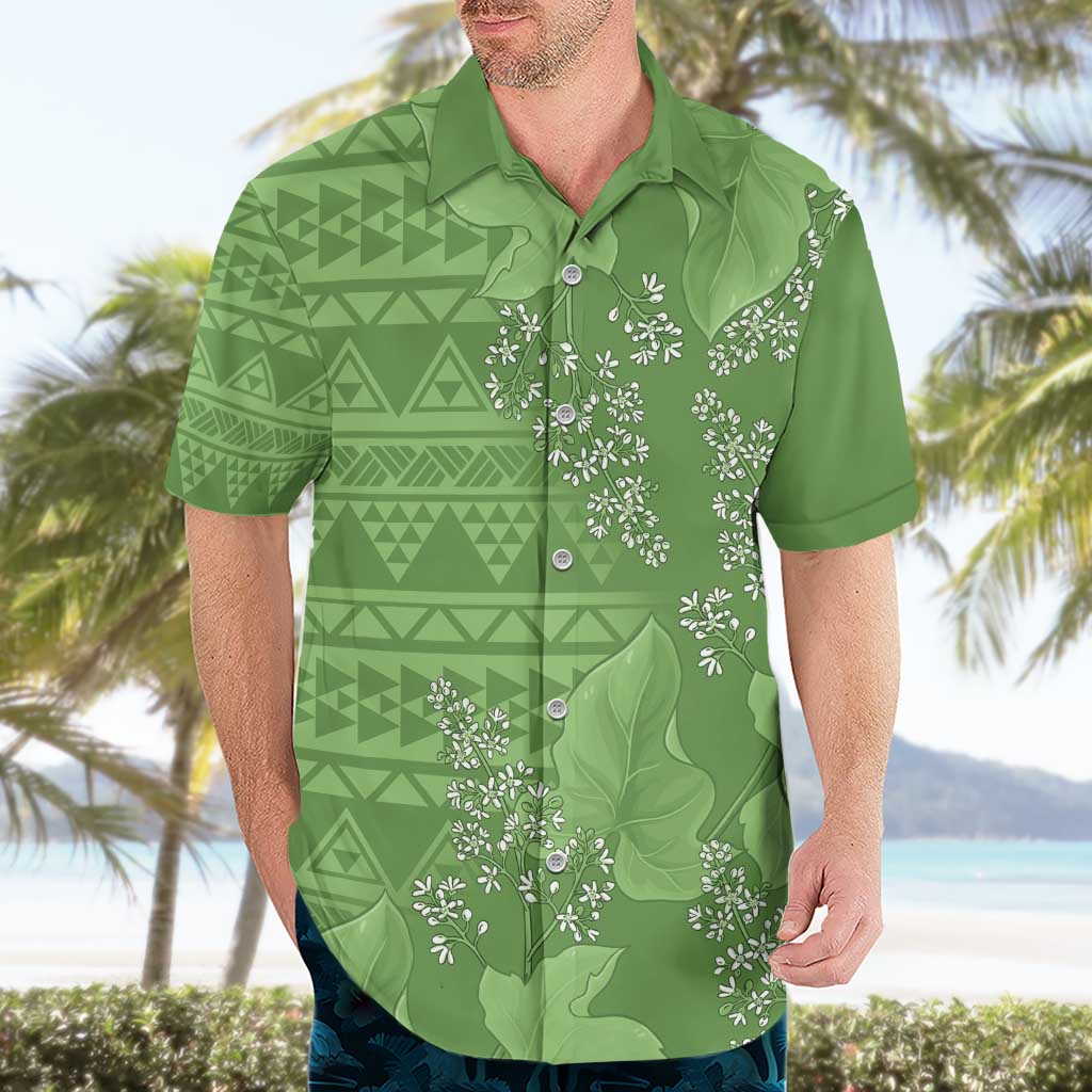 Hawaii Molokai Island Kukui Nut Flowers Hawaiian Shirt Tribal Kakau Pattern