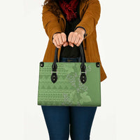 Hawaii Molokai Island Kukui Nut Flowers Leather Bag Tribal Kakau Pattern - Polynesian Pride