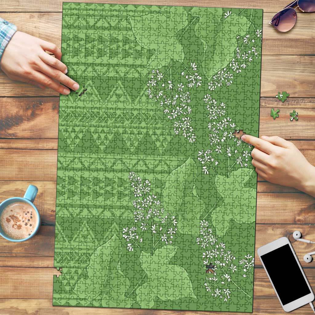 Hawaii Molokai Island Kukui Nut Flowers Puzzle Tribal Kakau Pattern - Polynesian Pride