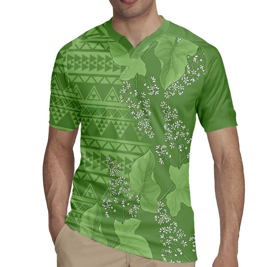 Hawaii Molokai Island Kukui Nut Flowers Rugby Jersey Tribal Kakau Pattern LT9 - Polynesian Pride