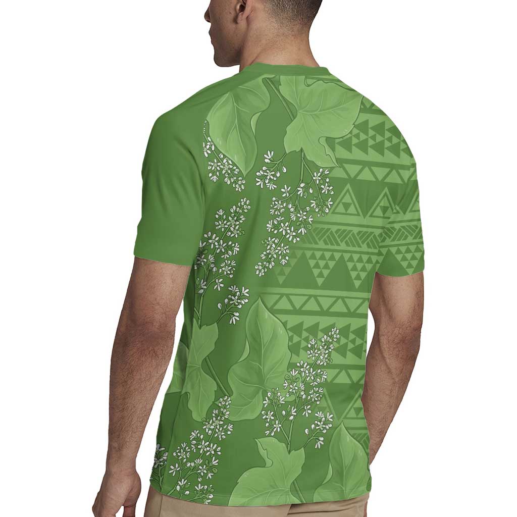 Hawaii Molokai Island Kukui Nut Flowers Rugby Jersey Tribal Kakau Pattern LT9 - Polynesian Pride