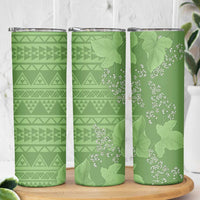 Hawaii Molokai Island Kukui Nut Flowers Skinny Tumbler Tribal Kakau Pattern