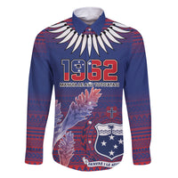 Custom Samoa 1962 Independence Day Custom Family Matching Tank Maxi Dress and Hawaiian Shirt Manuia le Aso Tuto'atasi Ula Nifo Blue Art